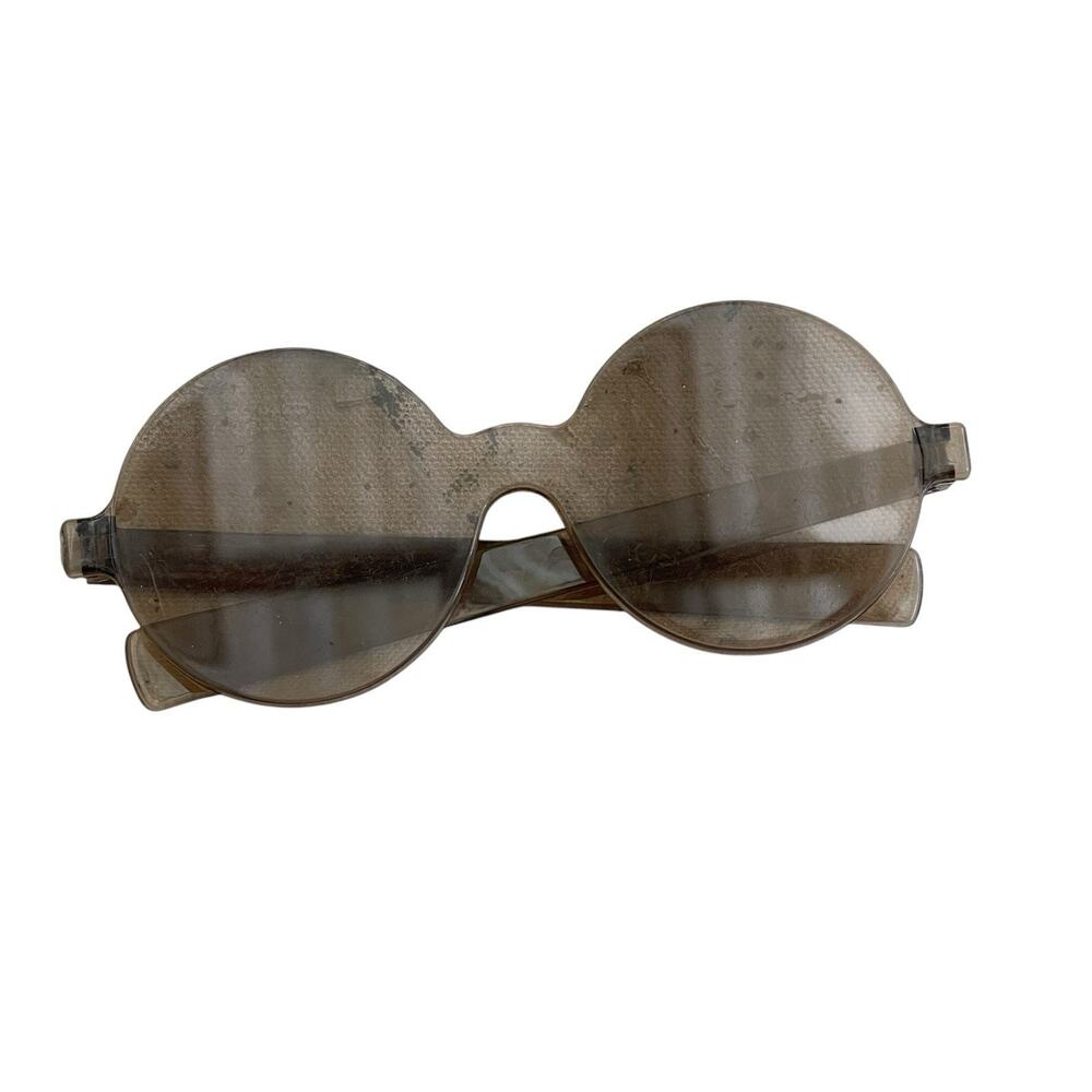 Vintage 1960’s Smokey Grey Round Lens Plastic Sunglasses Made In Italy